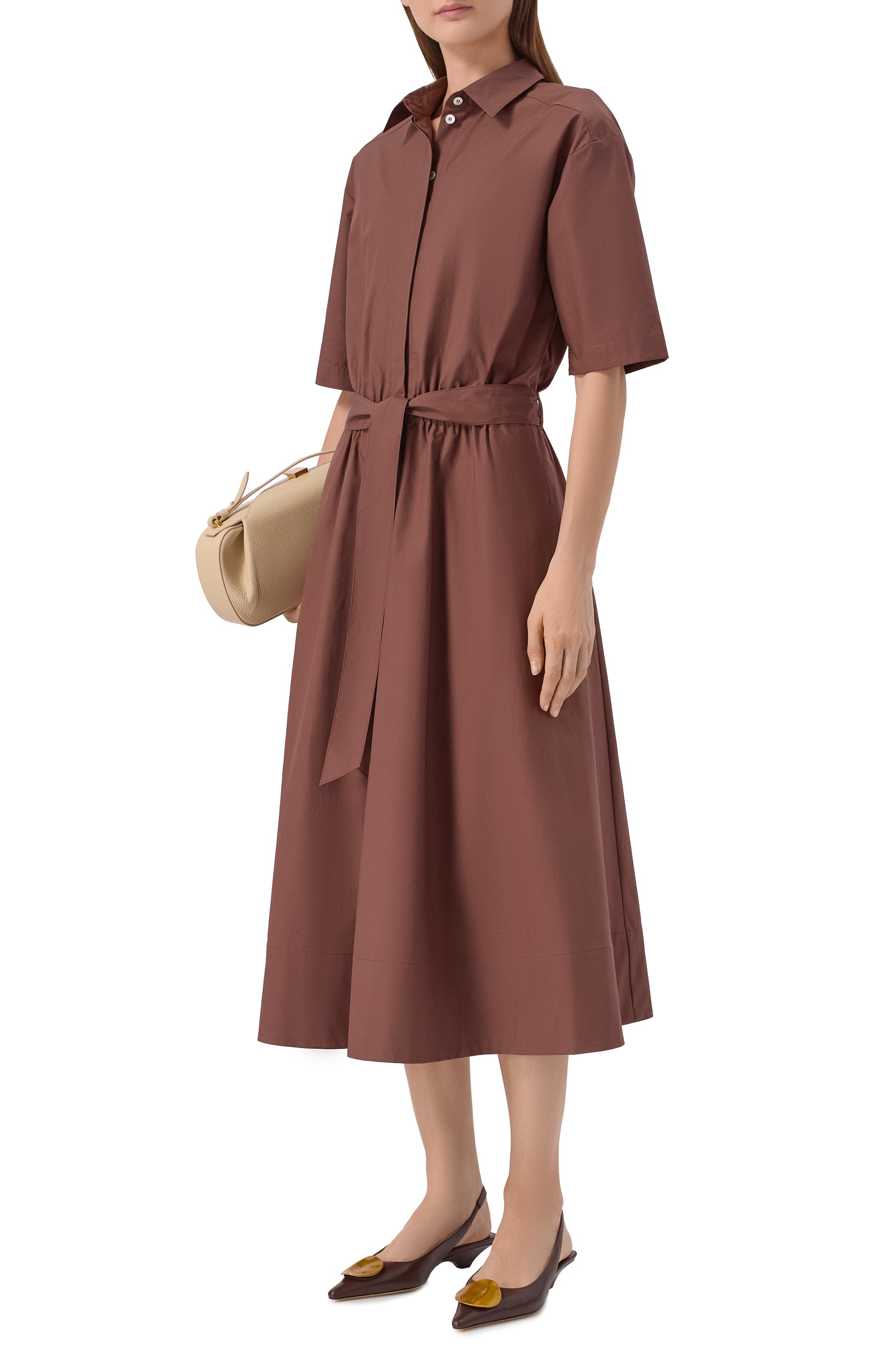 Хлопковое платье NOBLE&BRULEE коричневого цвета по цене 78000 руб., арт. NB135/120126/24, фото 2 Хлопковое платье NOBLE&BRULEE, арт. NB135/120126/24, фото 2