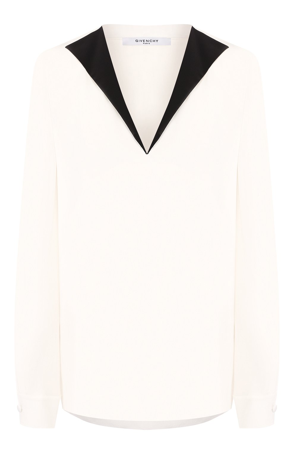 Шелковая блузка GIVENCHY черно-белого цвета по цене 108500 руб., арт. BW60ER10JX, фото 1 Шелковая блузка GIVENCHY, арт. BW60ER10JX, фото 1