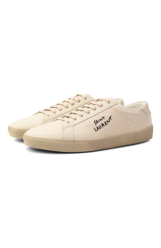 Текстильные кеды Court Classic Saint Laurent 611106/GUP10 Кремовый 611106/GUP10