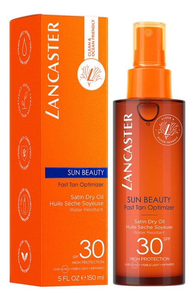 Шелковистое масло быстрый загар sun beauty fast tan optimizer satin dry oil spf 30 (150ml) LANCASTER, арт. 3616302022618, фото 2