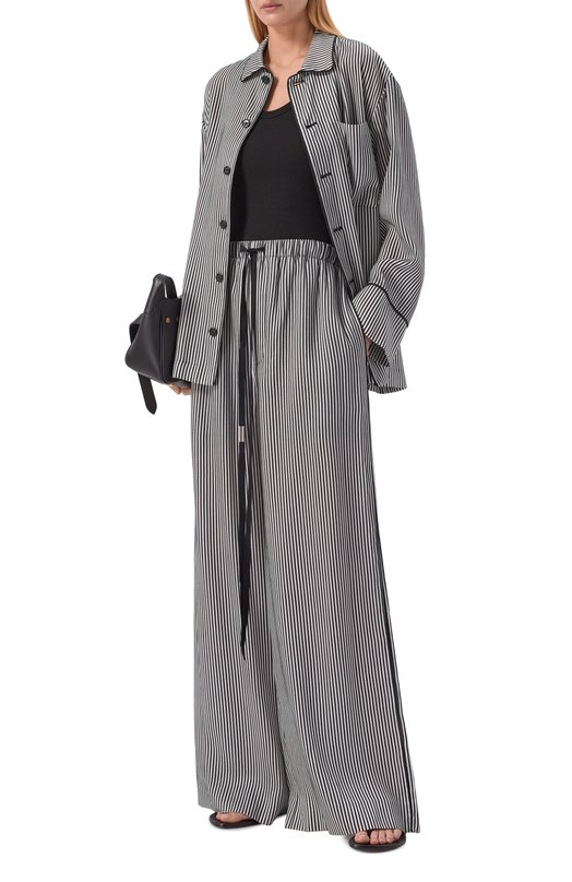 Брюки из лиоцелла и шелка Ann Demeulemeester B0014017/FA737 Чёрно-белый  B0014017/FA737 Фото 2