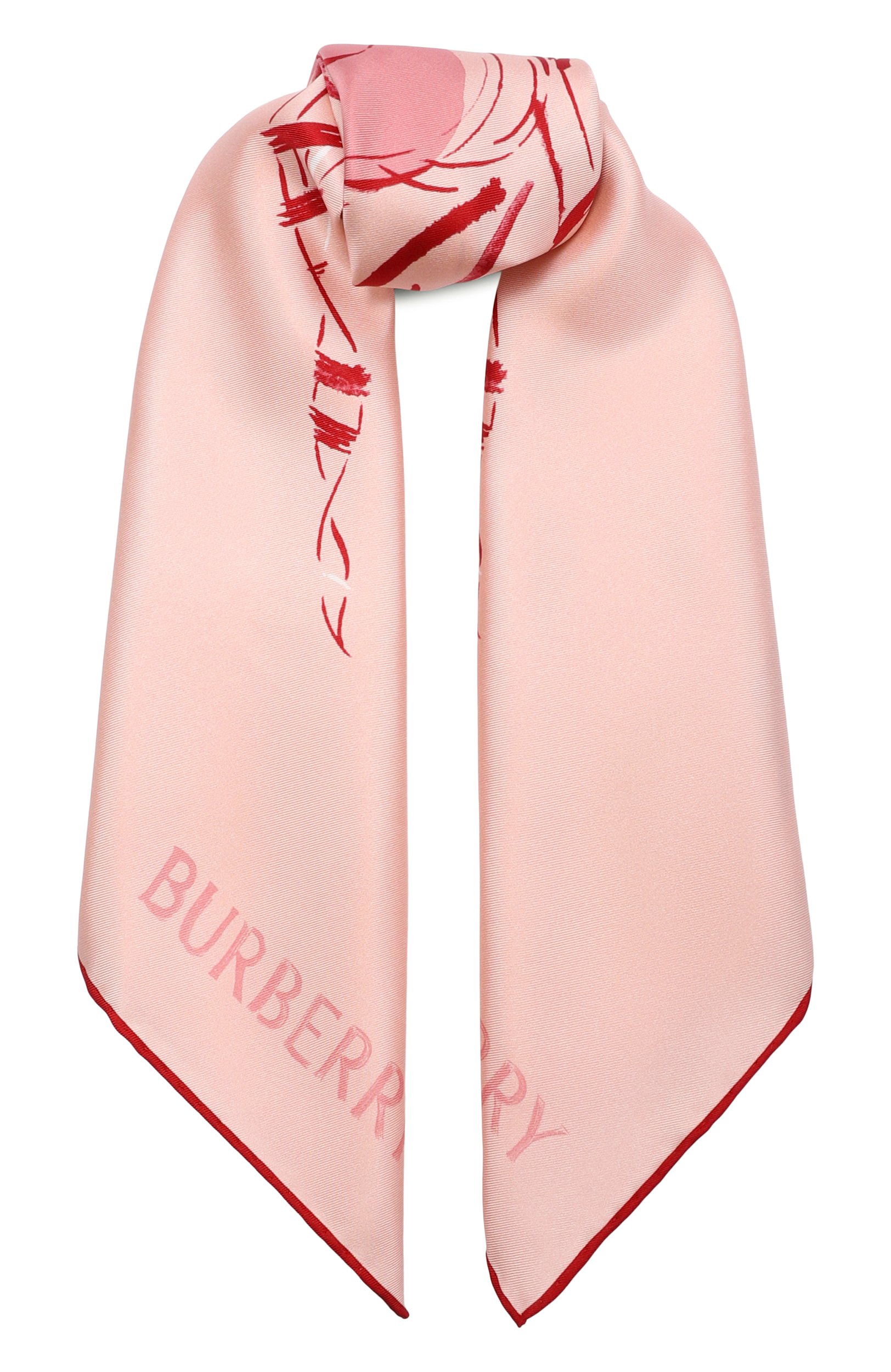 Шелковый платок BURBERRY розового цвета по цене 59950 руб., арт. 8127727, фото 1 Шелковый платок BURBERRY, арт. 8127727, фото 1