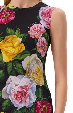 Женское шелковое платье DOLCE & GABBANA разноцветного цвета, арт. F6TMST/FSA7B | Фото 5 (Длина Ж (юб�ки, платья, шорты): До колена; Драгоценные камни: Проставлено; Материал сплава: Проставлено; Материал внешний: Шелк; Случай: Коктейльный; Женское Кросс-КТ: платье-футляр, Платье-одежда; Стили: Гламурный; Рукава: Без рукавов)