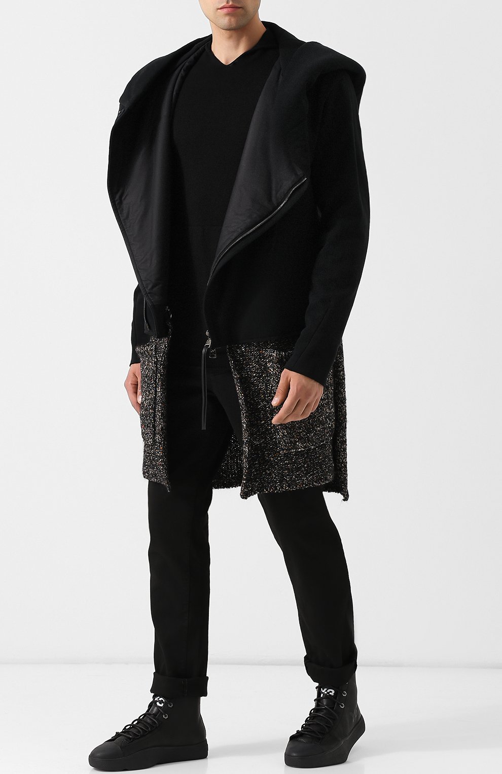 Хлопковое пальто на косой молнии с капюшоном (Y) EDITION, арт. Y-UFE F01 0159, фото 2