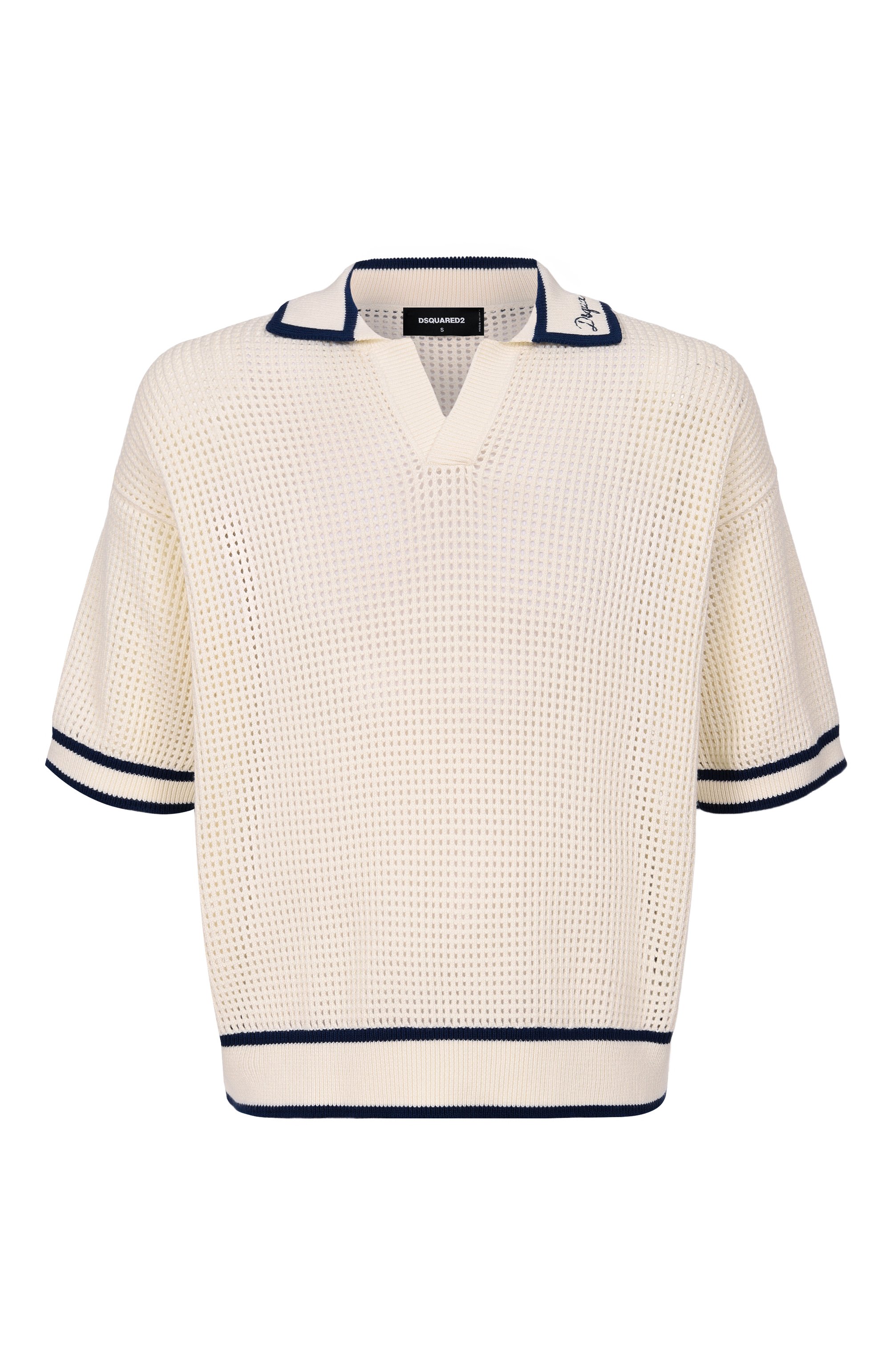 Хлопковое поло DSQUARED2 кремового цвета по цене 78600 руб., арт. S74HA1598/D13194, фото 1 Хлопковое поло DSQUARED2, арт. S74HA1598/D13194, фото 1