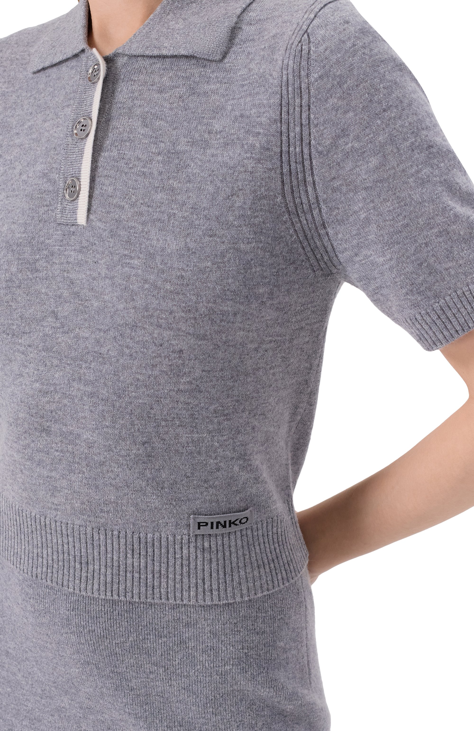 Поло из шерсти и кашемира PINKO серого цвета по цене 17700 руб., арт. 105450/A2Q9, фото 5 Поло из шерсти и кашемира PINKO, арт. 105450/A2Q9, фото 5