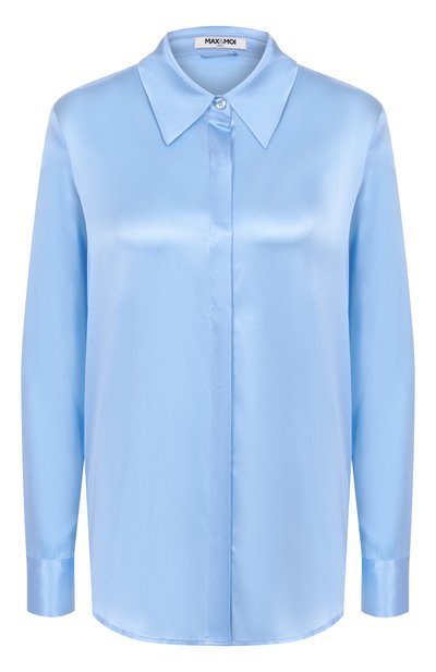 Атласная блузка MAX AND MOI голубого цвета по цене 42100 руб., арт. H23LEVY, фото 1 Атласная блузка MAX AND MOI, арт. H23LEVY, фото 1