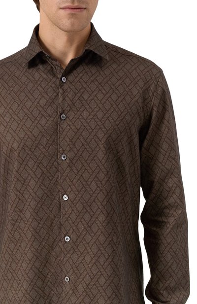Хлопковая рубашка CANALI темно-коричневого цвета по цене 63900 руб., арт. CSL7079/GL03681, фото 5 Хлопковая рубашка CANALI, арт. CSL7079/GL03681, фото 5