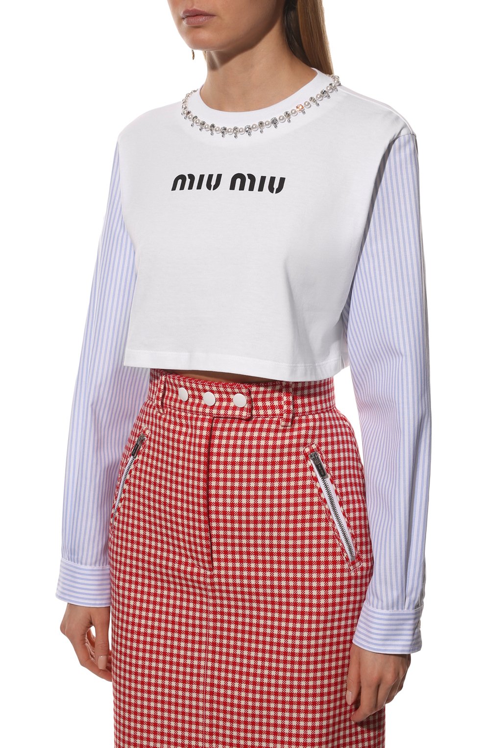 Хлопковый пуловер MIU MIU, арт. MJL816-1V6F-F0009, фото 3