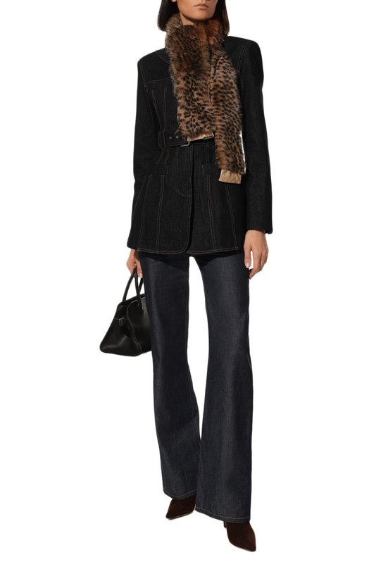 Меховой шарф из овчины DROMe Коричневый, фото 2