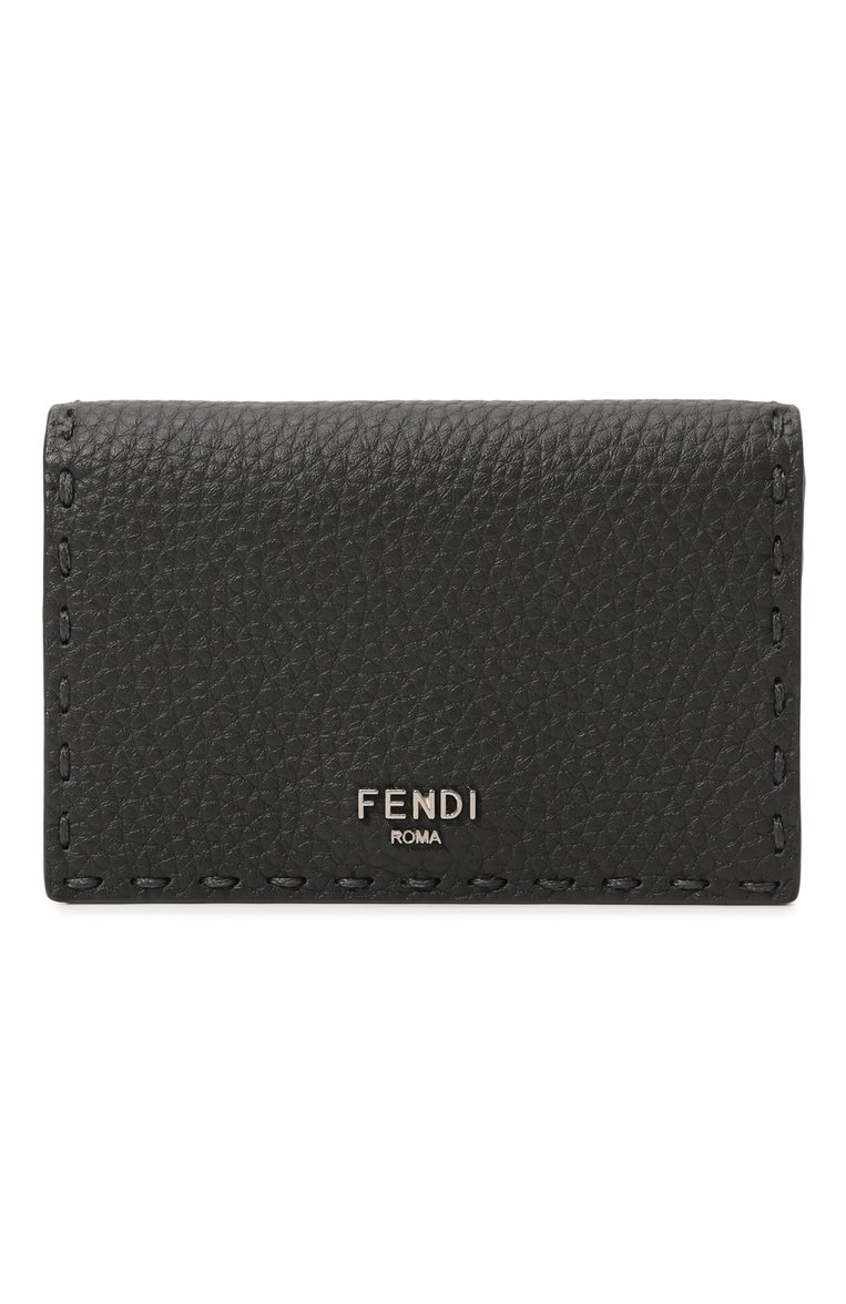 Мужской кожаный футляр для кредитных карт FENDI темно-серого цвета, арт. 7M0222 AP3B | Фото 1 (Материал: Натуральная кожа; Нос: Не проставлено)