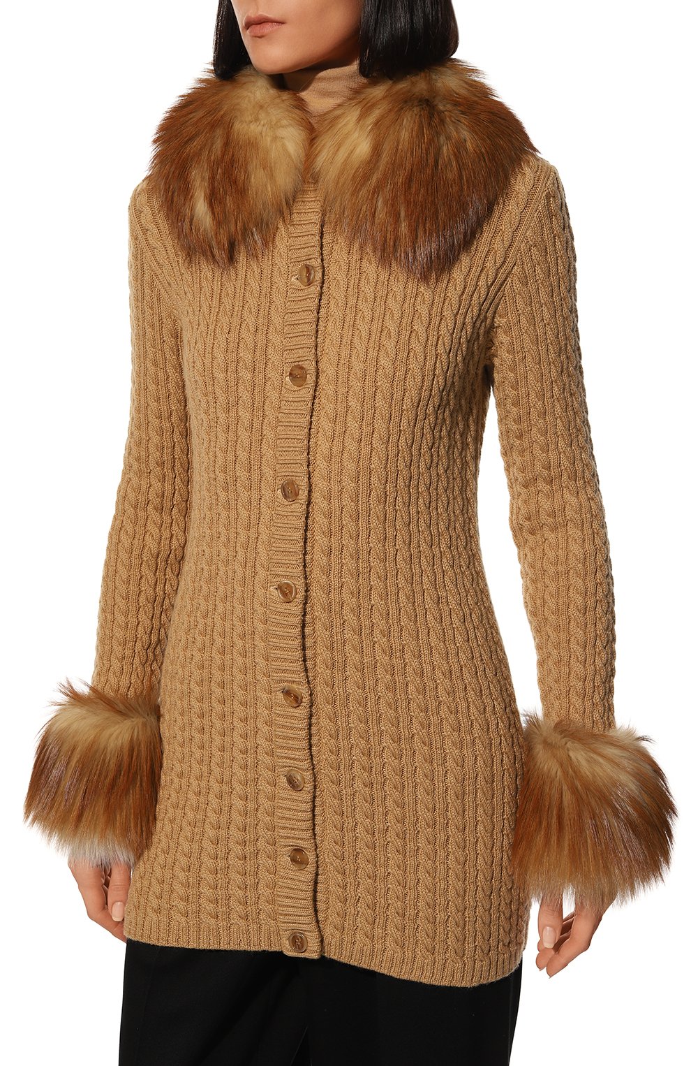 Кардиган с отделкой из меха лисицы SAINT LAURENT, арт. 663425/Y75DJ, фото 3