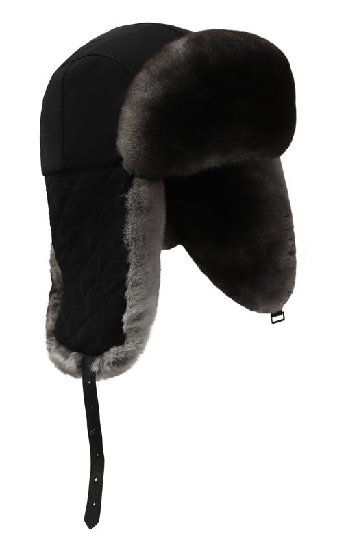 Шапка с отделкой из меха кролика Stefano Ricci MCV430G20F/PA003R Чёрный MCV430G20F/PA003R