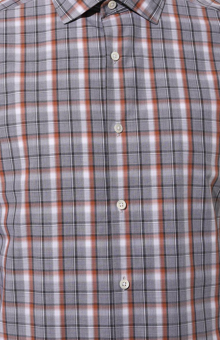 Мужская хлопковая рубашка ZEGNA разноцветного цвета, арт. UCX01A6/SRF5 | Фото 5 (Манжеты: На пуговицах; Принт: Клетка; Воротник: Кент; Рукава: Длинные; Рубашки М: Regular Fit; Случай: Повседневный; Длина (для топов): Стандартные; Материал сплава: Проставлено; Материал внешний: Хлопок; Драгоценные камни: Проставлено; Стили: Кэжуэл)