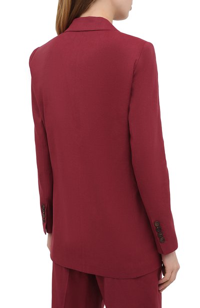 Жакет из хлопка и льна BRUNELLO CUCINELLI бордового цвета по цене 360000 руб., арт. MF5912103, фото 4 Жакет из хлопка и льна BRUNELLO CUCINELLI, арт. MF5912103, фото 4