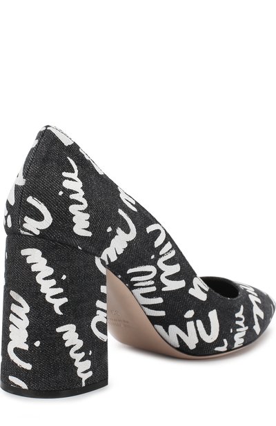 Текстильные туфли с принтом на устойчивом каблуке MIU MIU, арт. 5I124B/3K8B, фото 4