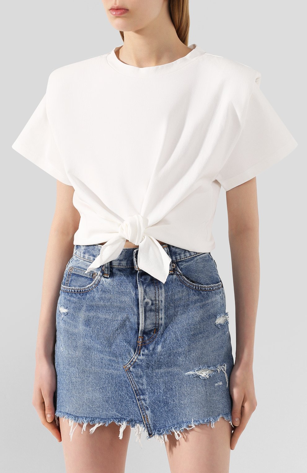 Хлопковая футболка ISABEL MARANT белого цвета по цене 34500 руб., арт. TS0749-20E054I/BELITA, фото 3 Хлопковая футболка ISABEL MARANT, арт. TS0749-20E054I/BELITA, фото 3