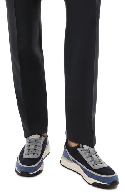 Замшевые кроссовки SANTONI синего цвета по цене 62150 руб., арт. MBI021534BINGSU7U48, фото 3 Замшевые кроссовки SANTONI, арт. MBI021534BINGSU7U48, фото 3