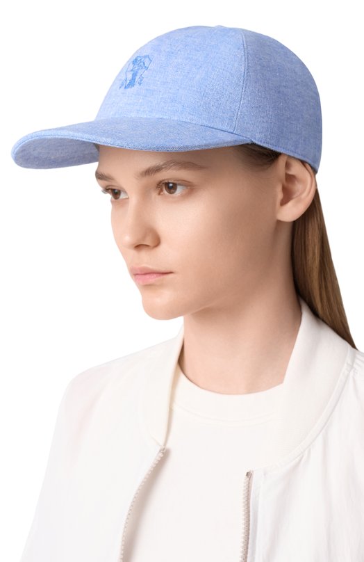 Льняная бейсболка Brunello Cucinelli MCAP91016 Голубой  MCAP91016 Фото 2