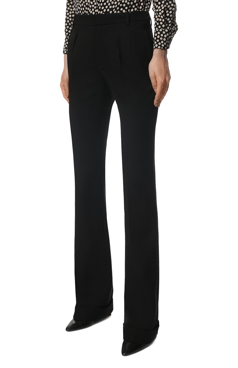 Шерстяные брюки SAINT LAURENT черного цвета по цене 104500 руб., арт. 679952/Y512W, фото 3 Шерстяные брюки SAINT LAURENT, арт. 679952/Y512W, фото 3