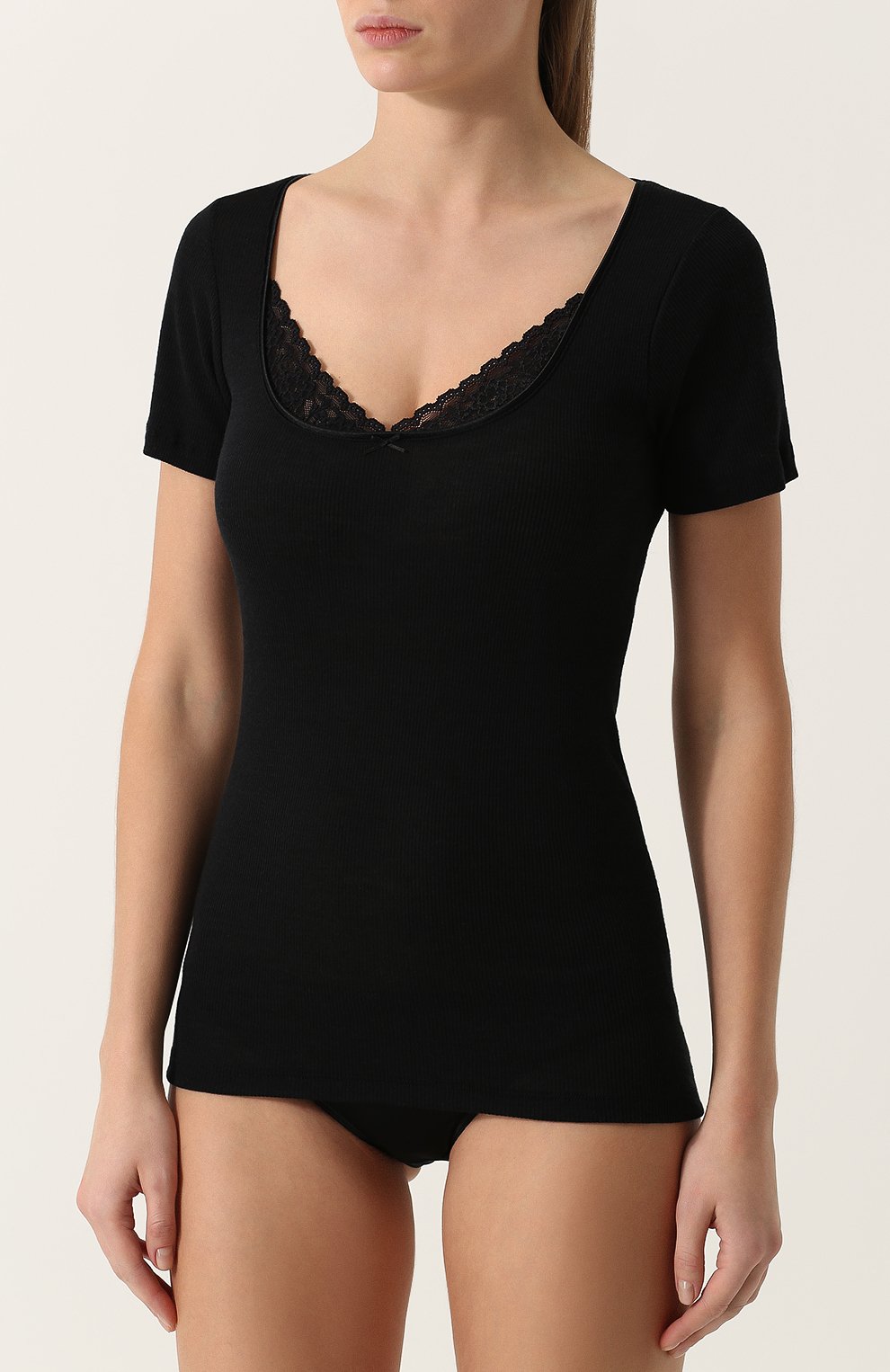 Облегающая футболка с кружевной отделкой MEY, арт. 66810, фото 2