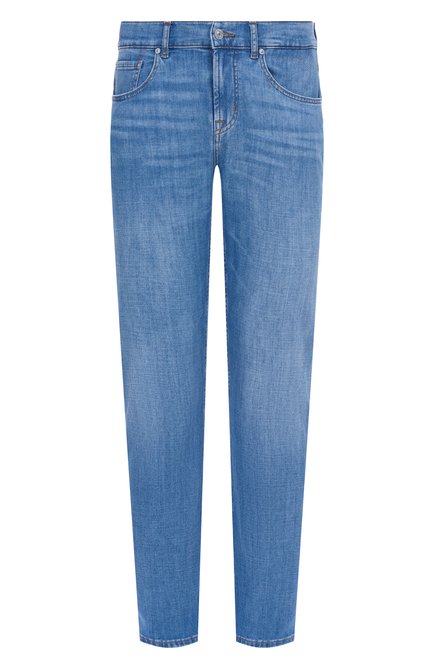 Мужские джинсы 7 FOR ALL MANKIND синего цвета, арт. 7T121R51 | Фото 1 (Длина (брюки, джинсы): Стандартные; Материал сплава: Проставлено; Драгоценные камни: Проставлено; Материал внешний: Хлопок)