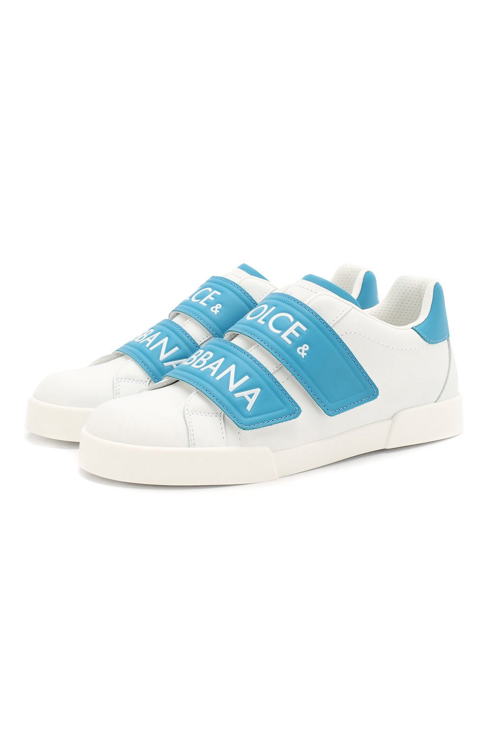 Кожаные кеды с застежками велькро DOLCE & GABBANA белого цвета по цене 35200 руб., арт. DA0688/AZ634/37-39, фото 1 Кожаные кеды с застежками велькро DOLCE & GABBANA, арт. DA0688/AZ634/37-39, фото 1