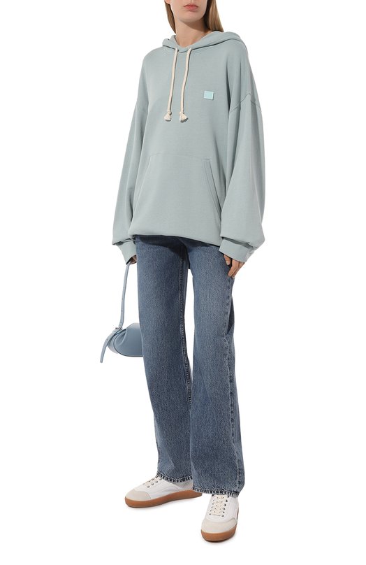 Хлопковое худи Acne Studios FA-UX-SWEA000118 Голубой  FA-UX-SWEA000118 Фото 2