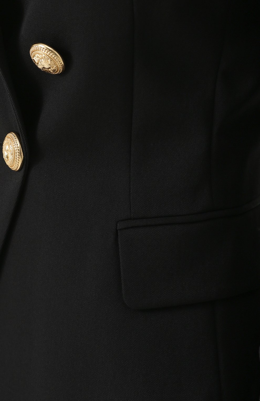 Двубортный приталенный жакет из шерсти BALMAIN черного цвета по цене 191000 руб., арт. 997498/132L, фото 5 Двубортный приталенный жакет из шерсти BALMAIN, арт. 997498/132L, фото 5