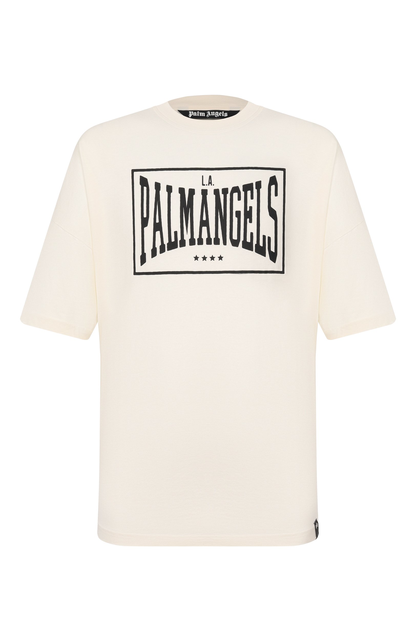 Хлопковая футболка PALM ANGELS кремового цвета по цене 22500 руб., арт. PAMAA003JR004, фото 1 Хлопковая футболка PALM ANGELS, арт. PAMAA003JR004, фото 1