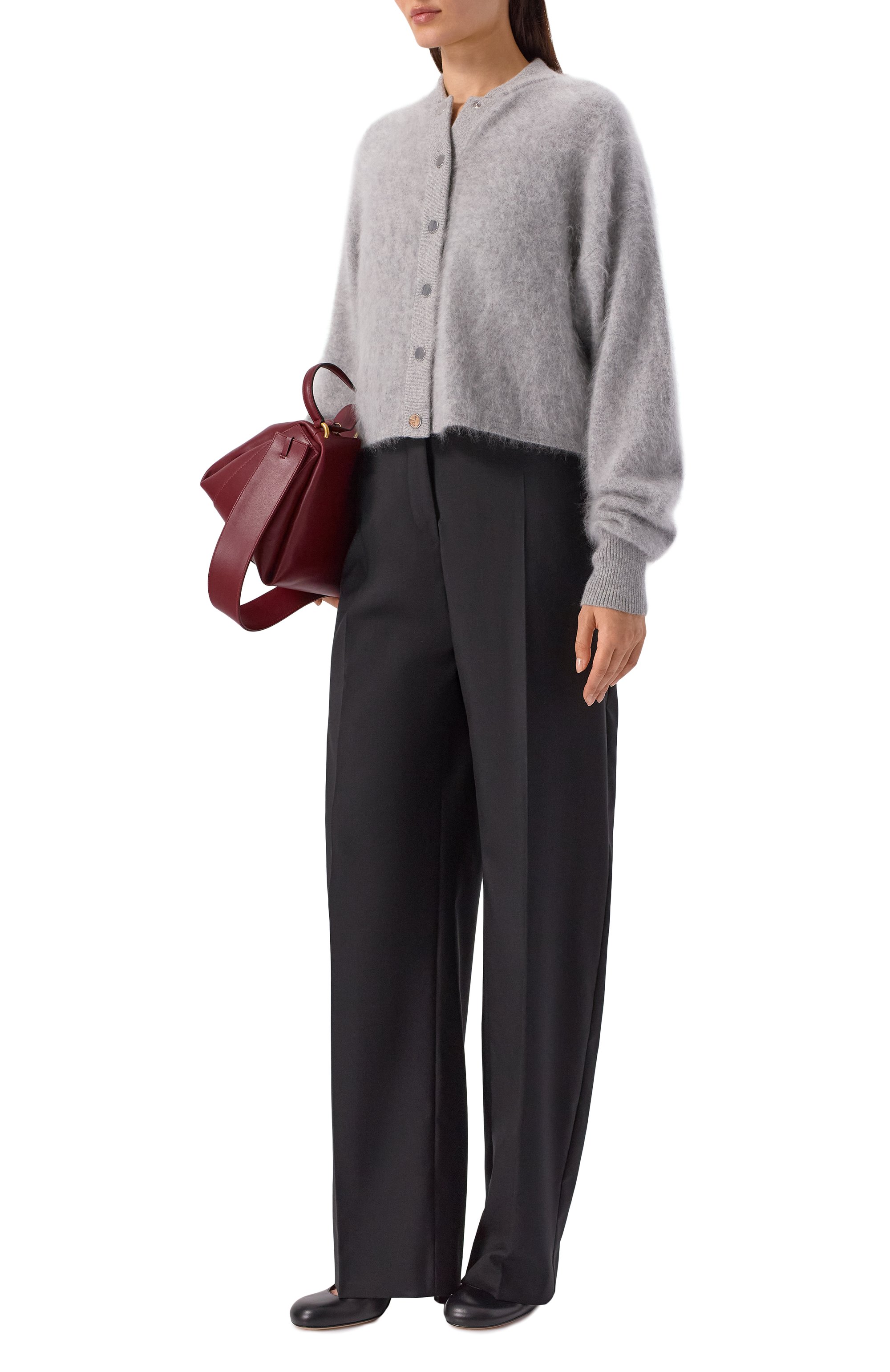 Кашемировый кардиган SPORTMAX серого цвета по цене 88250 руб., арт. ERC0LE, фото 2 Кашемировый кардиган SPORTMAX, арт. ERC0LE, фото 2