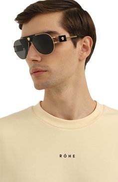 Женские солнцезащитные очки VERSACE черного цвета, арт. 2252-100287 | Фото 3 (Региональные ограничения белый список (Axapta Mercury): Не проставлено; Нос: Не проставлено; Кросс-КТ: С/з-унисекс; Тип очков: С/з; Материал: Металл; Оптика Гендер: оптика-унисекс; Очки форма: Авиаторы)