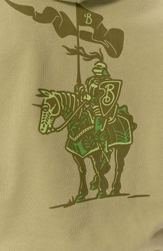 Мужской хлопковое худи BURBERRY хаки цвета, арт. 8102452 | Фото 6 (Драгоценные камни: Проставлено; Материал сплава: Проставлено; Рукава: Длинные; Длина (для топов): Стандартные; Принт: С принтом; Материал внешний: Хлопок; Стили: Кэжуэл; Мужское Кросс-КТ: Худи-одежда)