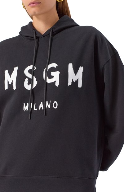 Хлопковое худи MSGM черного цвета по цене 24600 руб., арт. 2000MDM515/300000, фото 5 Хлопковое худи MSGM, арт. 2000MDM515/300000, фото 5