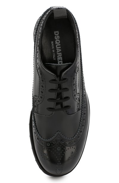 Кожаные дерби с брогированием DSQUARED2 черного цвета по цене 27950 руб., арт. 57193/28-35, фото 4 Кожаные дерби с брогированием DSQUARED2, арт. 57193/28-35, фото 4