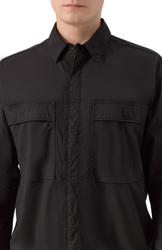 Хлопковая куртка-рубашка Stone Island K1S151200015/S0003 Чёрный  K1S151200015/S0003 Фото 5