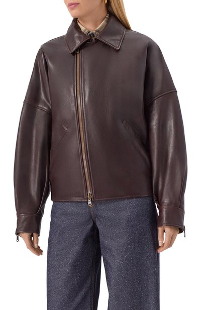 Кожаная куртка PETAR PETROV коричневого цвета по цене 428500 руб., арт. F25LJ2/NAPPA, фото 3 Кожаная куртка PETAR PETROV, арт. F25LJ2/NAPPA, фото 3