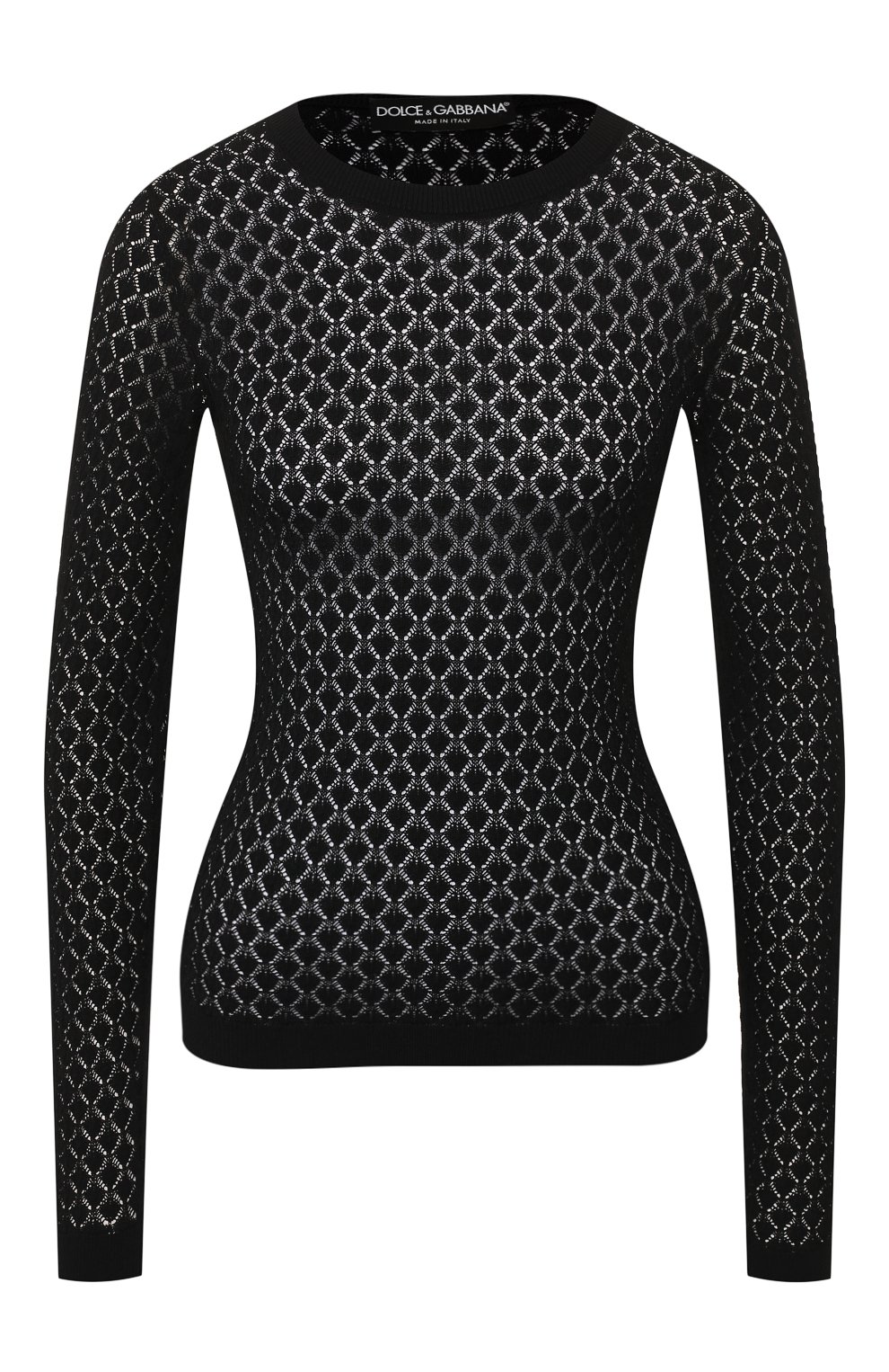 Пуловер из вискозы DOLCE & GABBANA черного цвета по цене 85700 руб., арт. FX455T/JAIC0, фото 1 Пуловер из вискозы DOLCE & GABBANA, арт. FX455T/JAIC0, фото 1