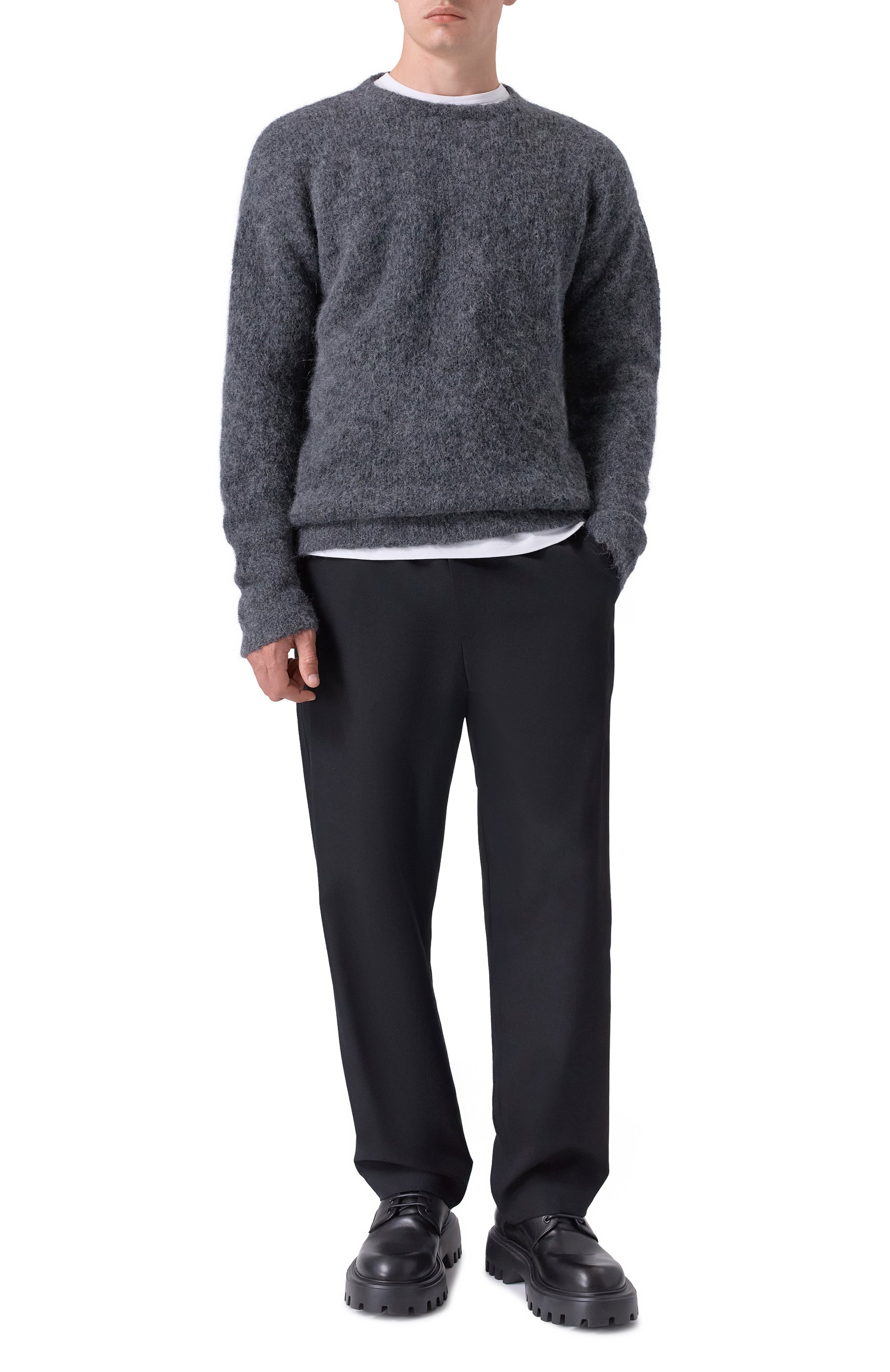 Шерстяной джемпер NEVER ENOUGH темно-серого цвета по цене 52100 руб., арт. MKN083, фото 2 Шерстяной джемпер NEVER ENOUGH, арт. MKN083, фото 2