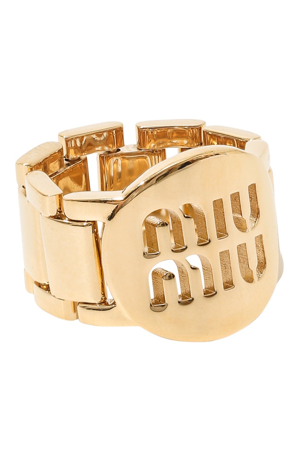Кольцо MIU MIU золотого цвета по цене 42000 руб., арт. 5JA106-2DTU-F0056, фото 1 Кольцо MIU MIU, арт. 5JA106-2DTU-F0056, фото 1