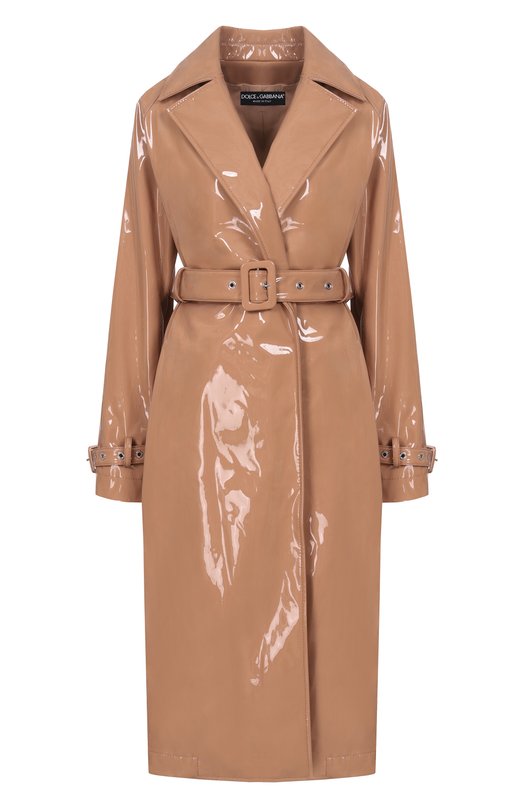 Лакированный плащ Dolce & Gabbana F0W3WT/FUSW7 Бежевый F0W3WT/FUSW7