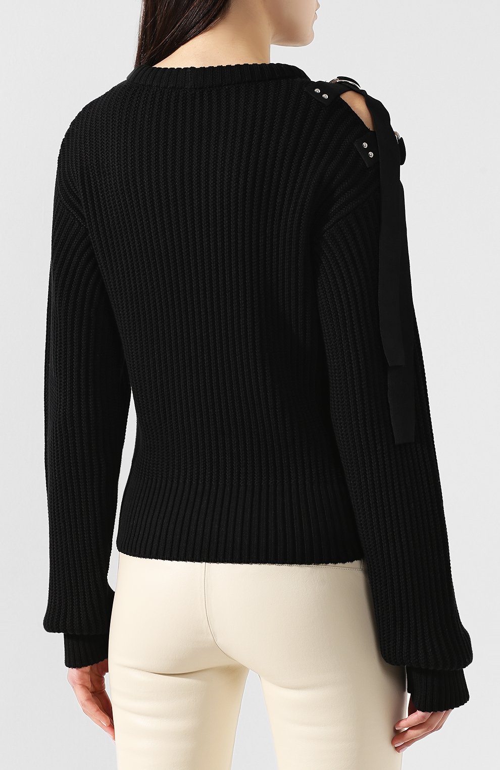Хлопковый пуловер HELMUT LANG черного цвета по цене 34150 руб., арт. I09HW718, фото 4 Хлопковый пуловер HELMUT LANG, арт. I09HW718, фото 4
