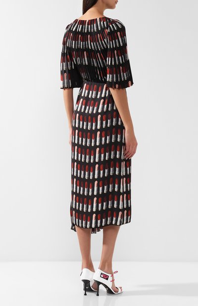 Платье-миди с v-образным вырезом и принтом PRADA, арт. P36X2-1SE3-F0002, фото 4