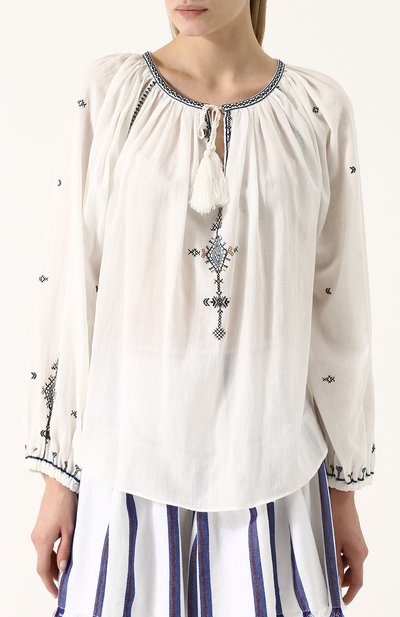 Хлопковая блуза свободного кроя с круглым вырезом ISABEL MARANT ETOILE, арт. HT1114-18P031E/MELINA, фото 3