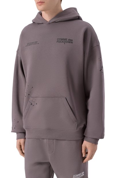 Хлопковое худи COMME DES FUCKDOWN серого цвета по цене 12950 руб., арт. CFABM01747, фото 3 Хлопковое худи COMME DES FUCKDOWN, арт. CFABM01747, фото 3