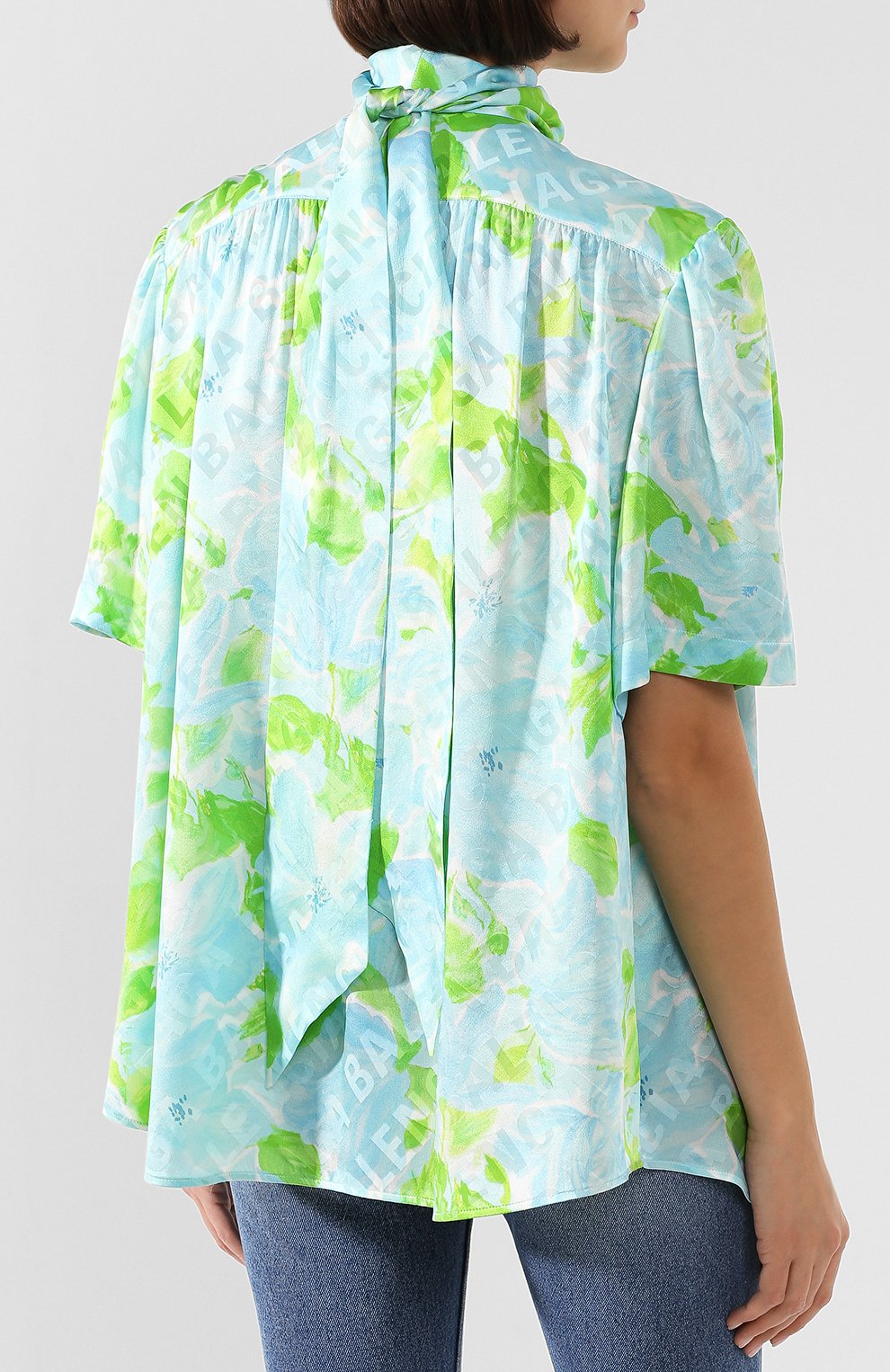 Шелковая блузка BALENCIAGA зеленого цвета по цене 119000 руб., арт. 602571/TILE8, фото 4 Шелковая блузка BALENCIAGA, арт. 602571/TILE8, фото 4