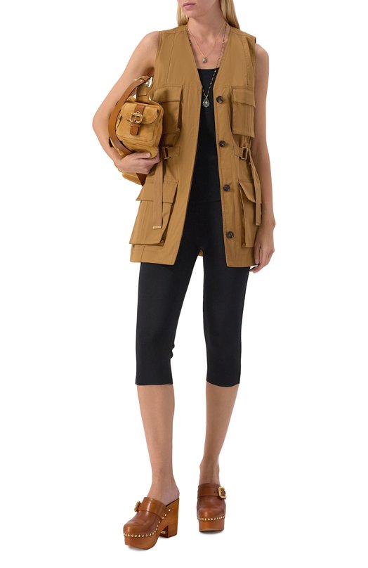 Хлопковый жилет Chloé CH25UGI10118 Бежевый  CH25UGI10118 Фото 2