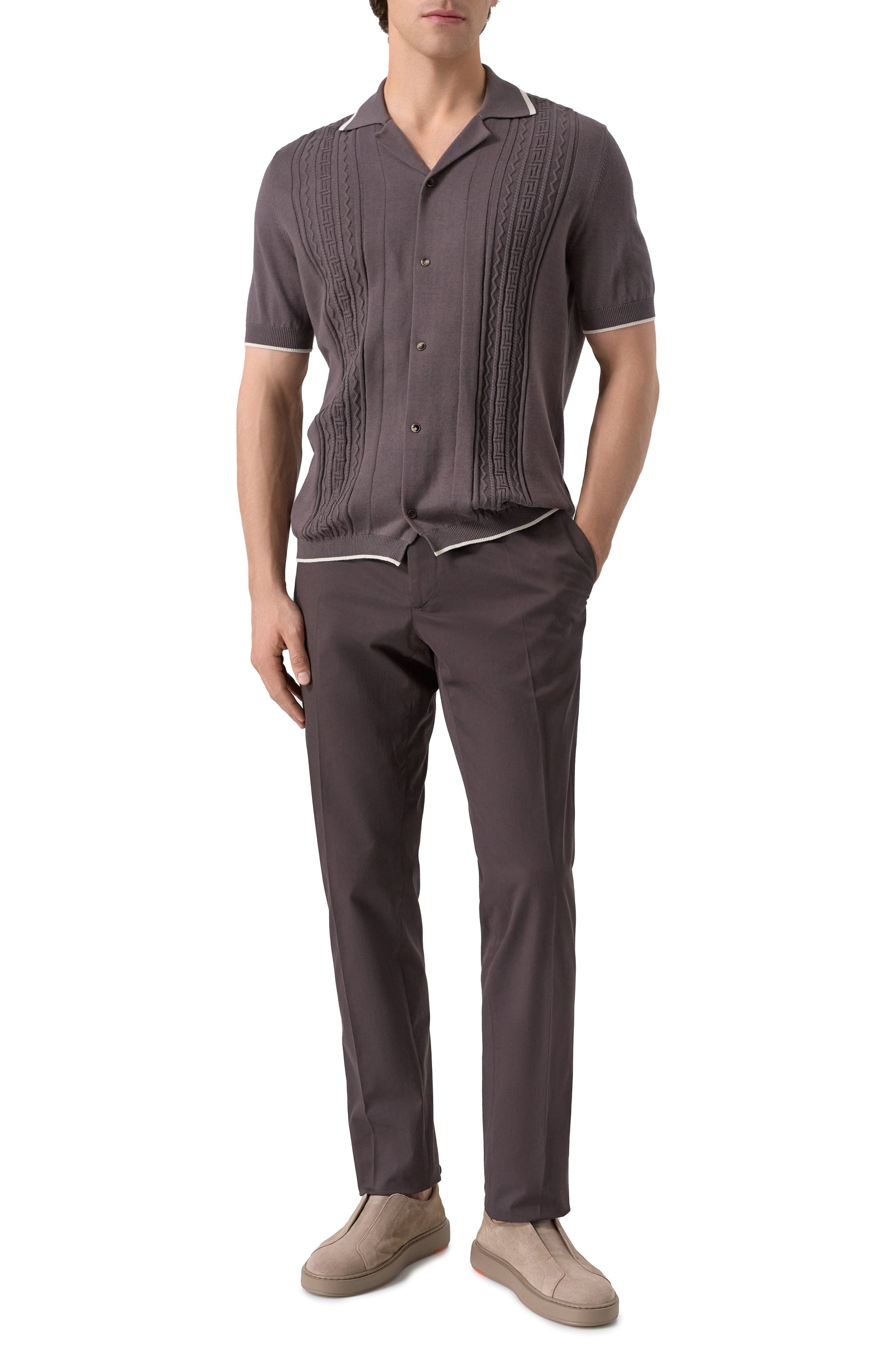 Хлопковая рубашка BRUNELLO CUCINELLI темно-коричневого цвета по цене 167500 руб., арт. M29203415, фото 2 Хлопковая рубашка BRUNELLO CUCINELLI, арт. M29203415, фото 2