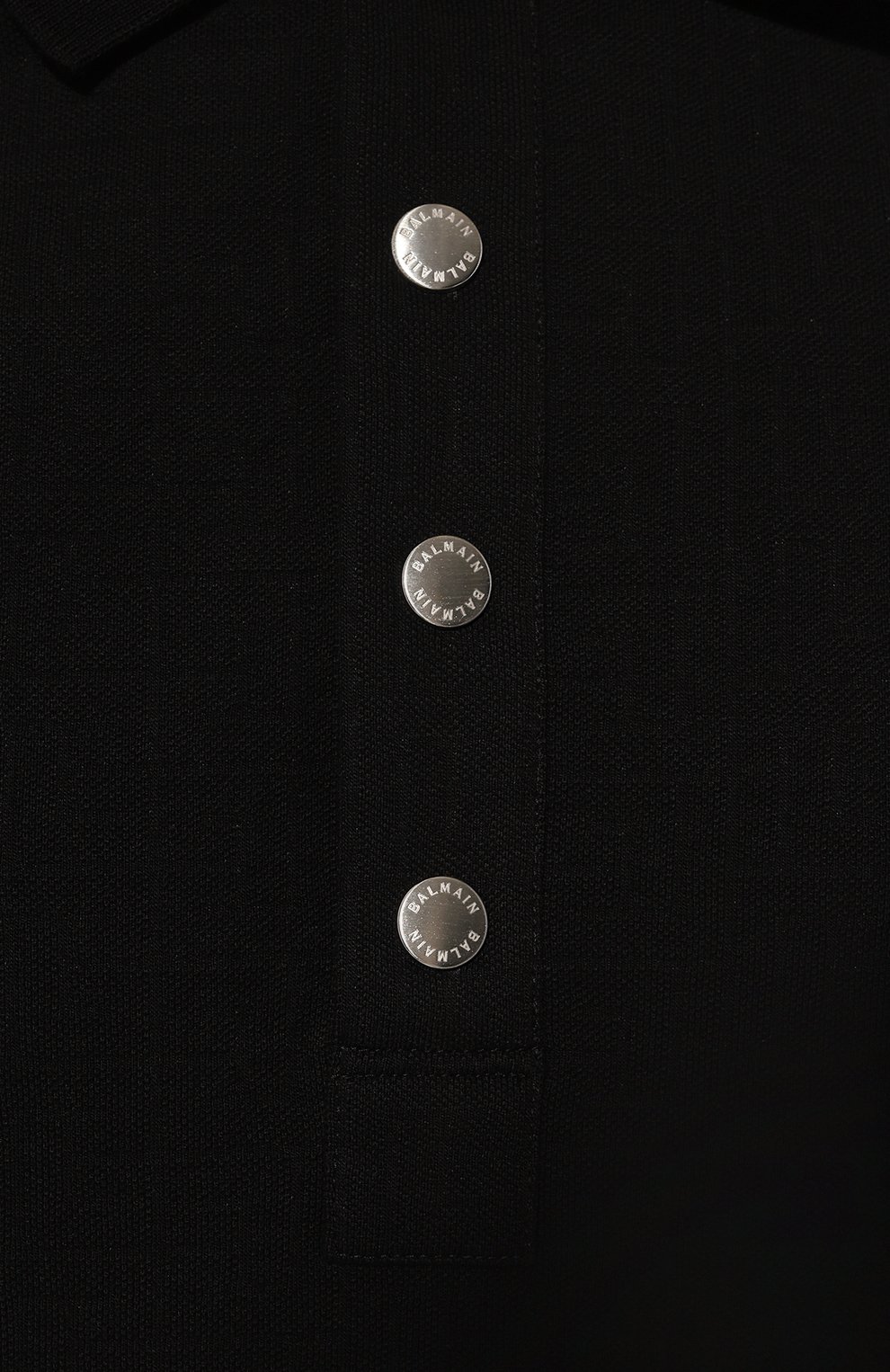 Хлопковое поло BALMAIN черного цвета по цене 65450 руб., арт. DH1GB000/JB82, фото 5 Хлопковое поло BALMAIN, арт. DH1GB000/JB82, фото 5