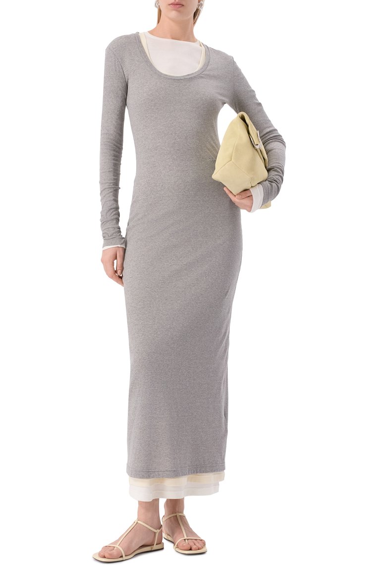 Женское комплект из трех платьев JIL SANDER разноцветного цвета, арт. J40FV0103/JTN357 | Фото 2 (Длина Ж (юбки, платья, шорты): Миди; Автоматизация ТО: Проставлено; Автоматизация состава: Проставлено; Рукава: Длинные; Материал внешний: Хлопок; Случай: Повседневный; Женское Кросс-КТ: Платье-одежда; Стили: Кэжуэл)